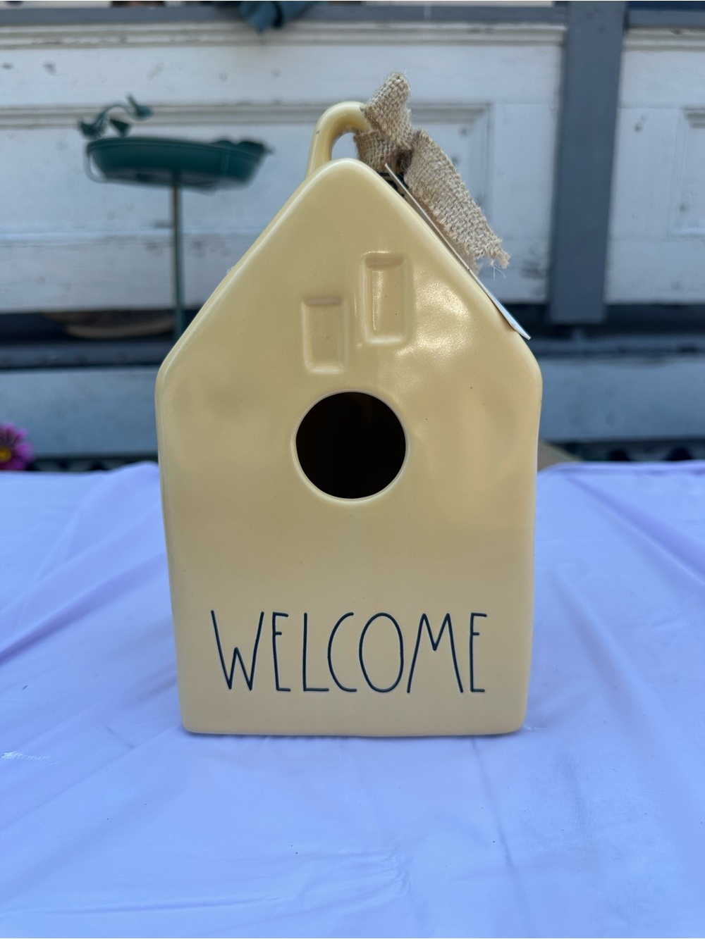 Welcome Ceramic Birdhouse - Yellow